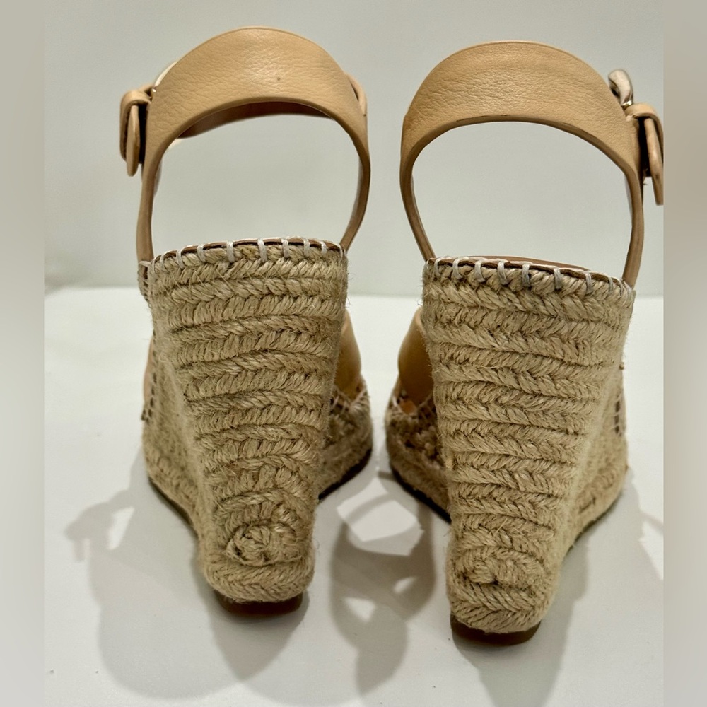 Joie Tan Leather strap and a natural woven jute platform Wedge Sandals 6.5 - Picture 5 of 6